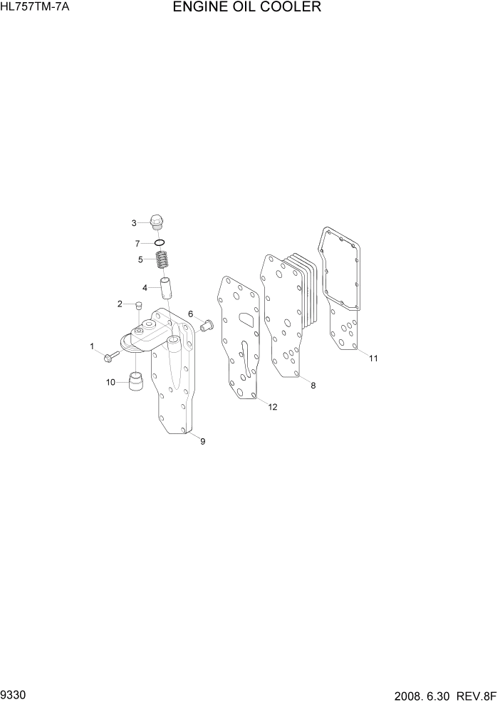 Схема запчастей Hyundai HL757TM7A - PAGE 9330 ENGINE OIL COOLER ДВИГАТЕЛЬ БАЗА