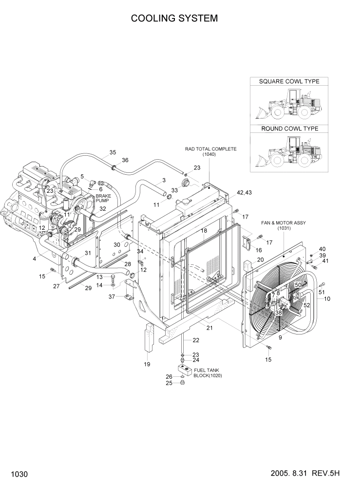 Схема запчастей Hyundai HL760-7 - PAGE 1030 COOLING SYSTEM СИСТЕМА ДВИГАТЕЛЯ