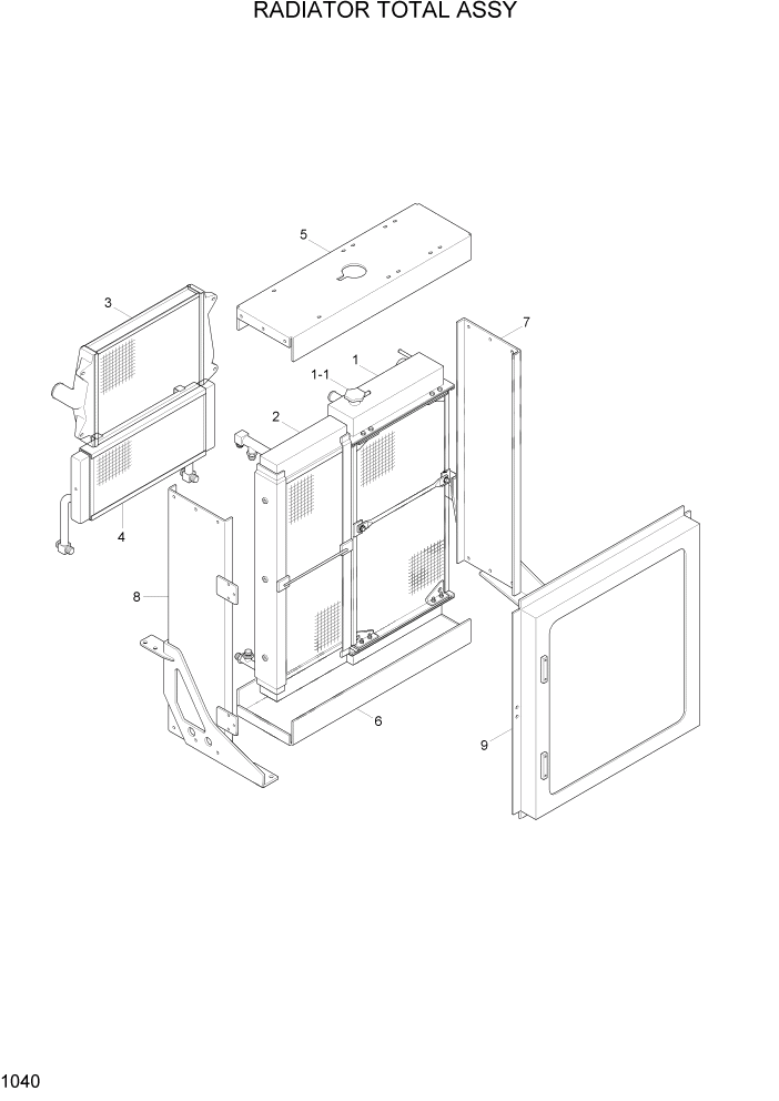 Схема запчастей Hyundai HL760-7 - PAGE 1040 RADIATOR TOTAL ASSY СИСТЕМА ДВИГАТЕЛЯ