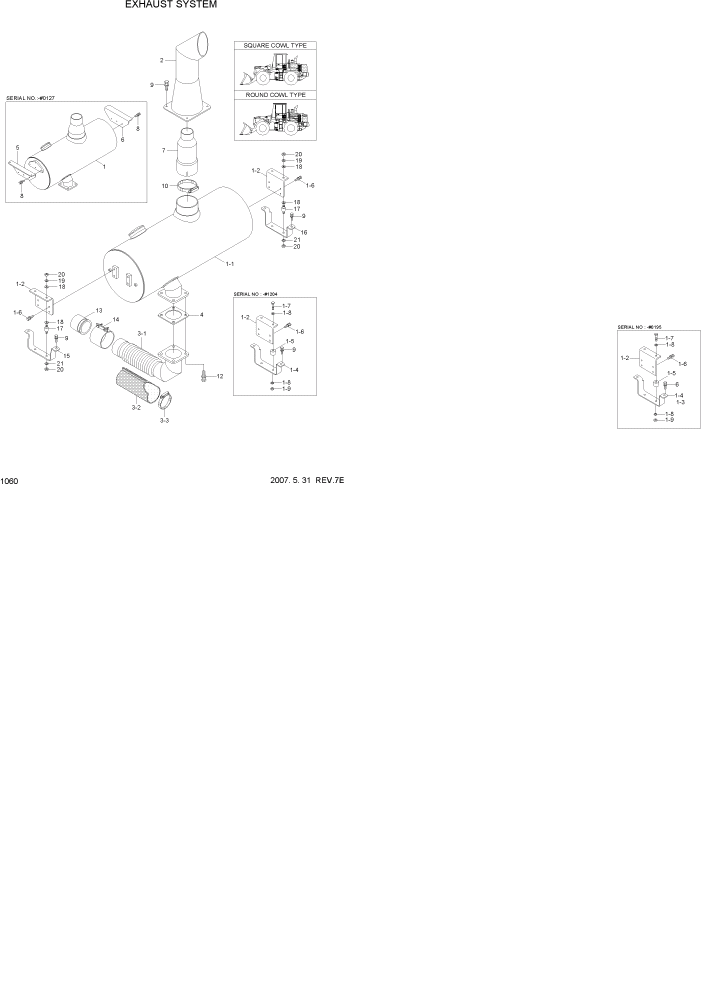 Схема запчастей Hyundai HL760-7 - PAGE 1060 EXHAUST SYSTEM СИСТЕМА ДВИГАТЕЛЯ