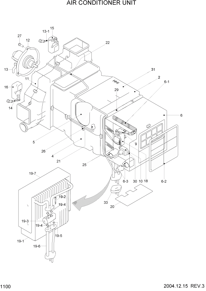 Схема запчастей Hyundai HL760-7 - PAGE 1100 AIR CONDITIONER UNIT СИСТЕМА ДВИГАТЕЛЯ