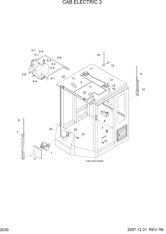 Схема запчастей Hyundai HL760-7 - PAGE 2030 CAB ELECTRIC 3 ЭЛЕКТРИЧЕСКАЯ СИСТЕМА