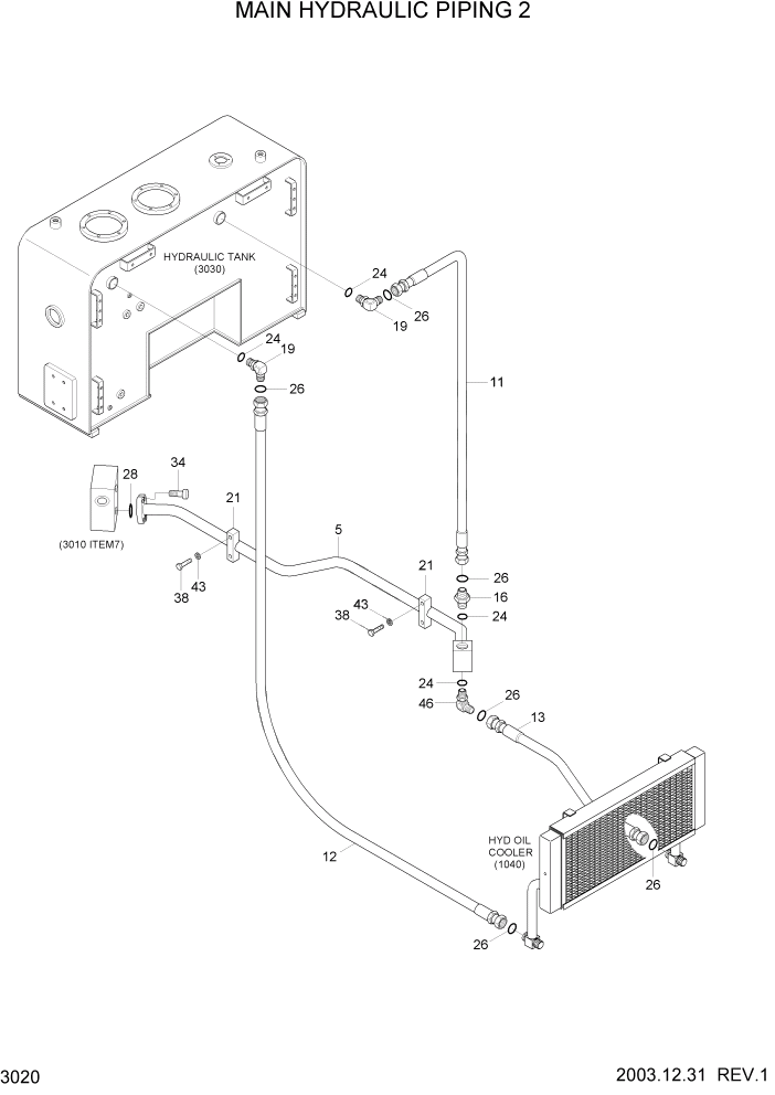 Схема запчастей Hyundai HL760-7 - PAGE 3020 MAIN HYDRAULIC PIPING 2 ГИДРАВЛИЧЕСКАЯ СИСТЕМА