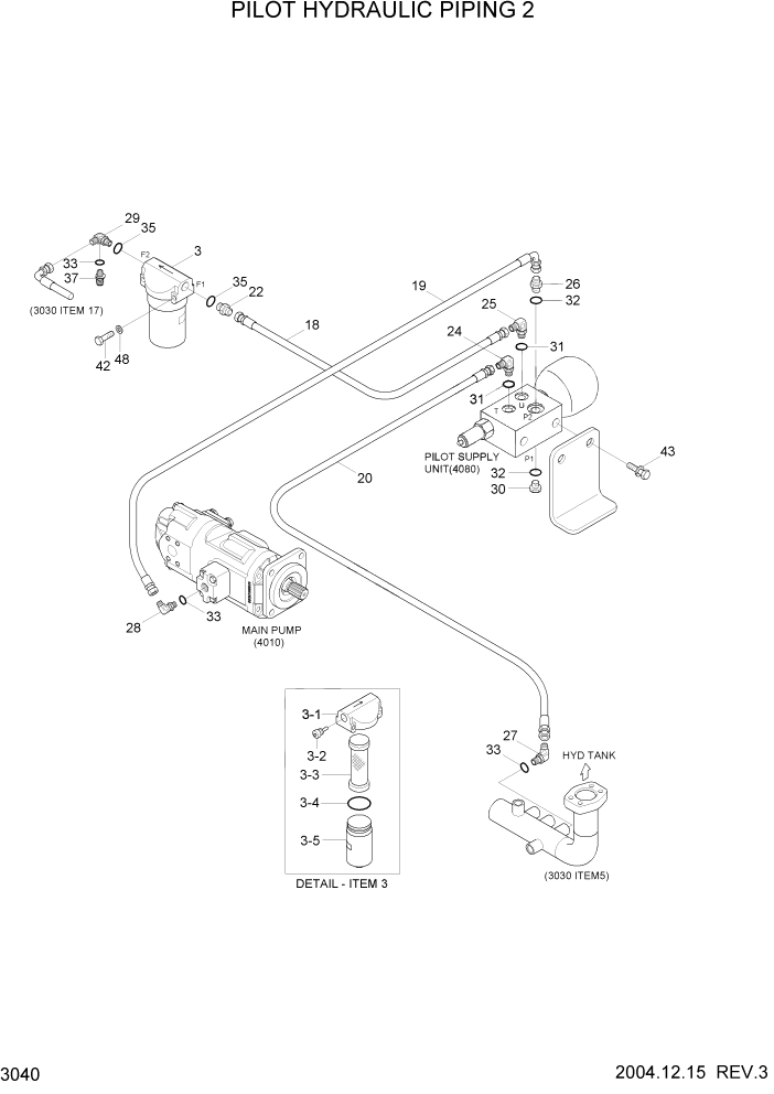 Схема запчастей Hyundai HL760-7 - PAGE 3040 PILOT HYDRAULIC PIPING 2 ГИДРАВЛИЧЕСКАЯ СИСТЕМА