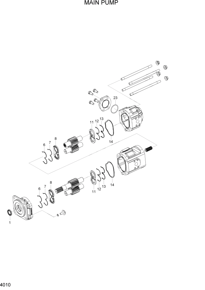 Схема запчастей Hyundai HL760-7 - PAGE 4010 MAIN PUMP ГИДРАВЛИЧЕСКИЕ КОМПОНЕНТЫ