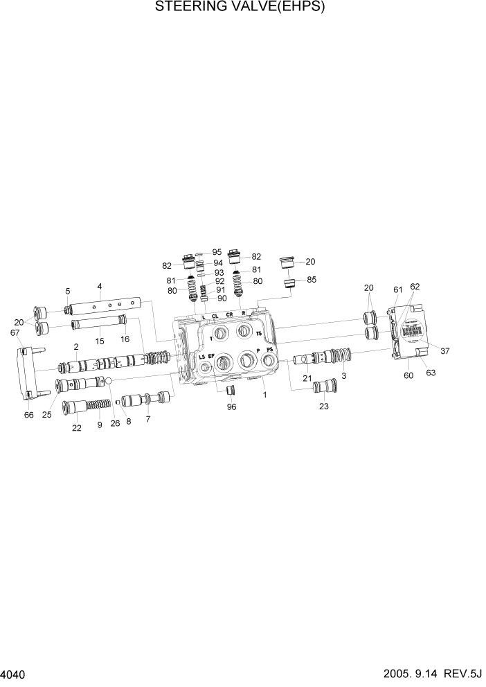 Схема запчастей Hyundai HL760-7 - PAGE 4040 STEERING VALVE(EHPS) ГИДРАВЛИЧЕСКИЕ КОМПОНЕНТЫ