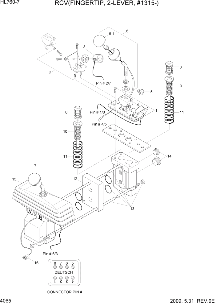 Схема запчастей Hyundai HL760-7 - PAGE 4065 RCV(FINGERTIP, 2-LEVER, #1315-) ГИДРАВЛИЧЕСКИЕ КОМПОНЕНТЫ