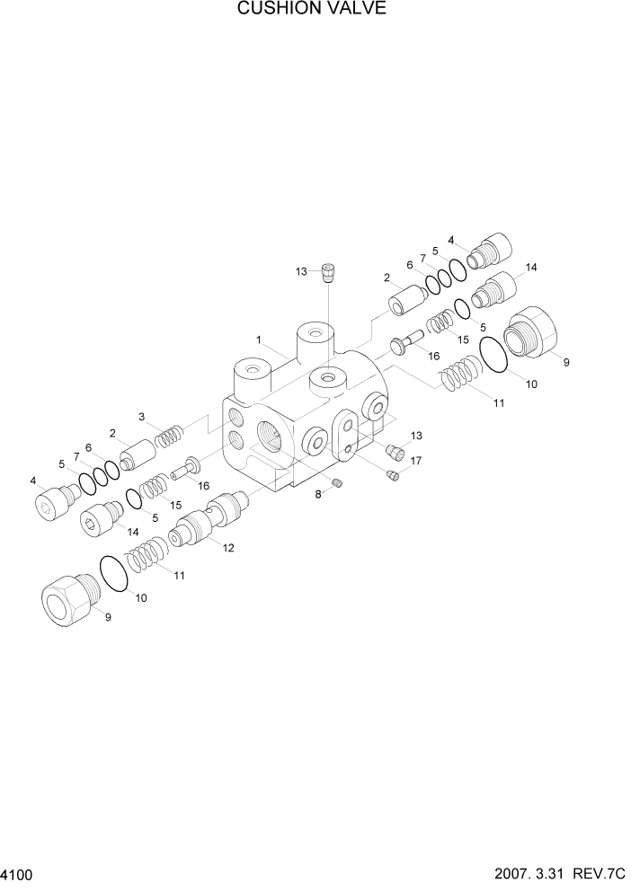 Схема запчастей Hyundai HL760-7 - PAGE 4100 CUSHION VALVE ГИДРАВЛИЧЕСКИЕ КОМПОНЕНТЫ