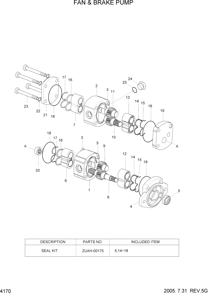 Схема запчастей Hyundai HL760-7 - PAGE 4170 FAN & BRAKE PUMP ГИДРАВЛИЧЕСКИЕ КОМПОНЕНТЫ