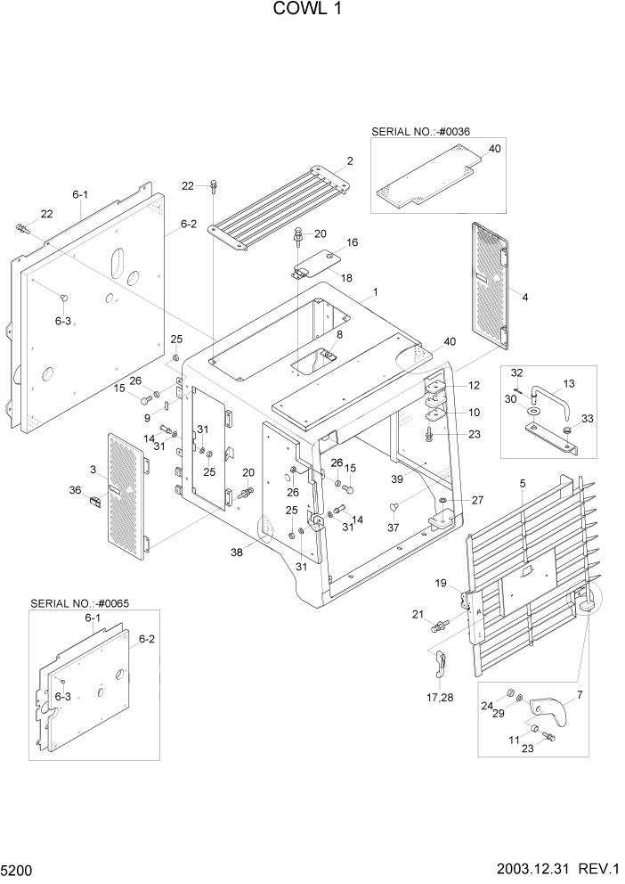 Схема запчастей Hyundai HL760-7 - PAGE 5200 COWL 1 СТРУКТУРА