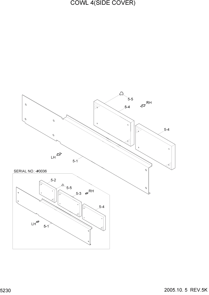 Схема запчастей Hyundai HL760-7 - PAGE 5230 COWL 4(SIDE COVER) СТРУКТУРА