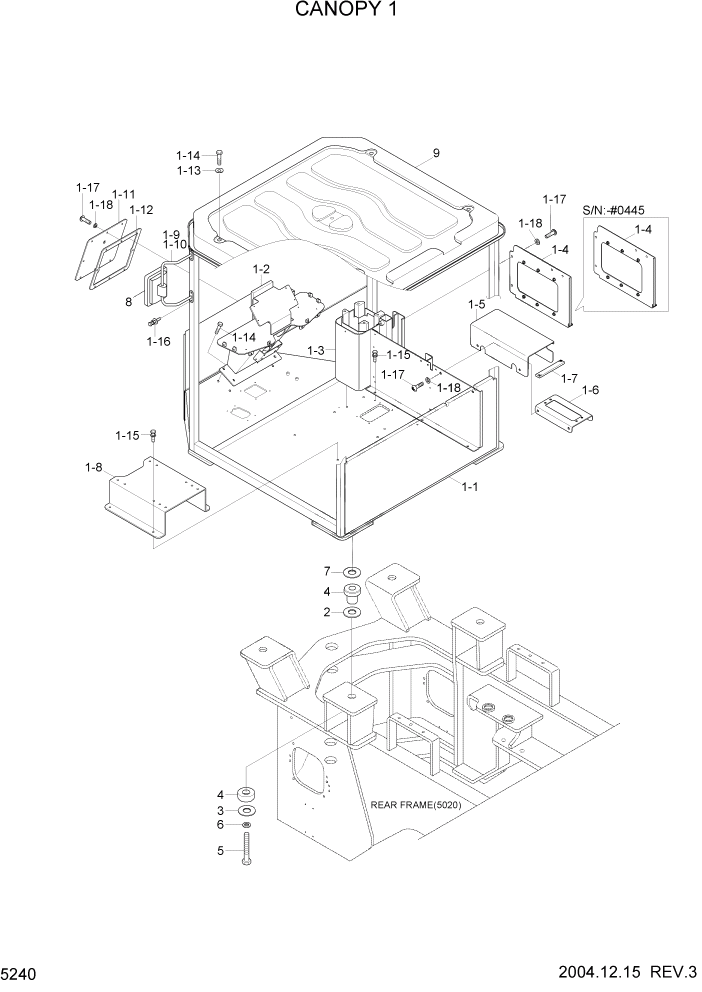 Схема запчастей Hyundai HL760-7 - PAGE 5240 CANOPY 1 СТРУКТУРА