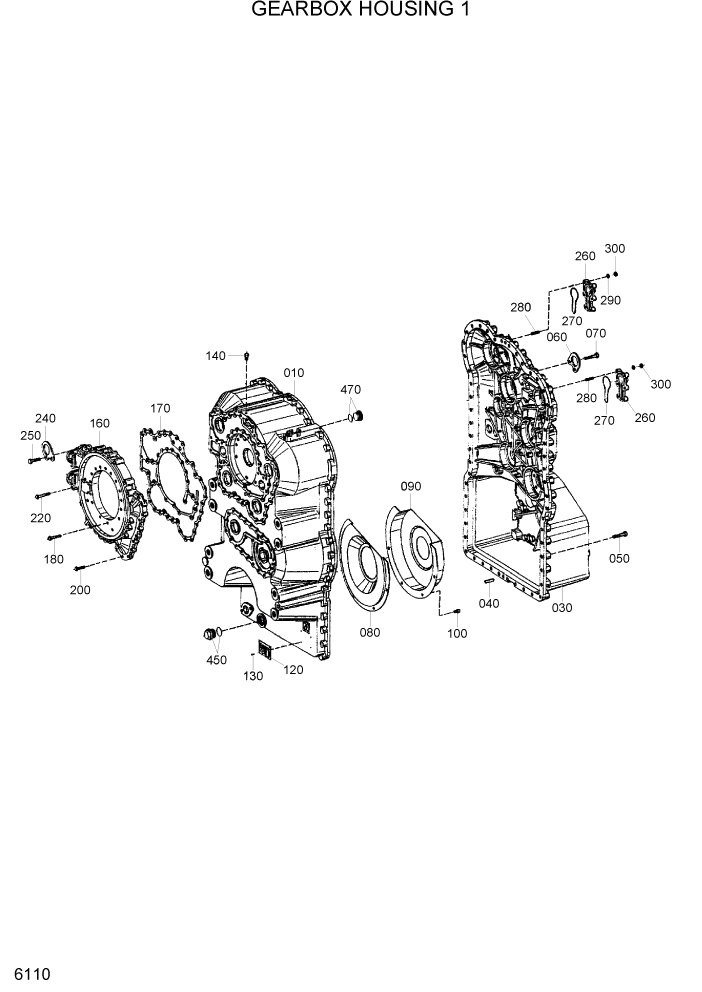 Схема запчастей Hyundai HL760-7 - PAGE 6110 GEARBOX HOUSING 1 СИЛОВАЯ СИСТЕМА