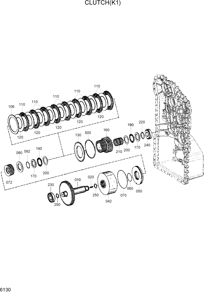 Схема запчастей Hyundai HL760-7 - PAGE 6130 CLUTCH(K1) СИЛОВАЯ СИСТЕМА