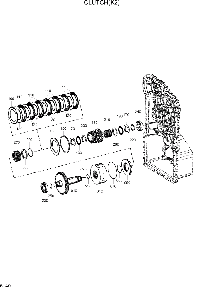 Схема запчастей Hyundai HL760-7 - PAGE 6140 CLUTCH(K2) СИЛОВАЯ СИСТЕМА