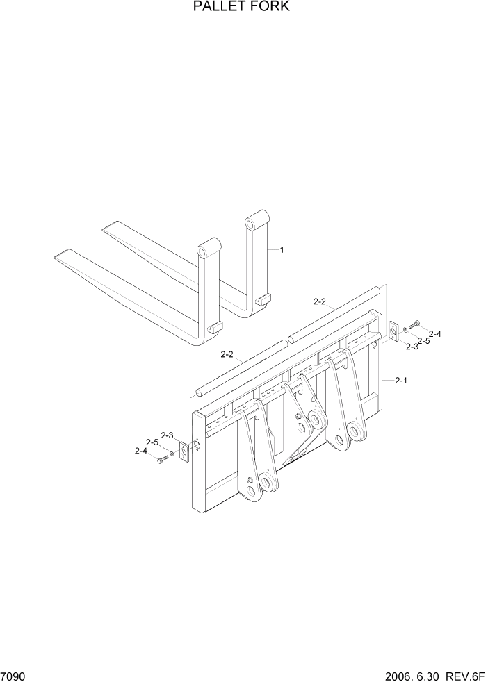 Схема запчастей Hyundai HL760-7 - PAGE 7090 PALLET FORK РАБОЧЕЕ ОБОРУДОВАНИЕ