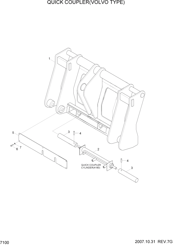 Схема запчастей Hyundai HL760-7 - PAGE 7100 QUICK COUPLER(VOLVE TYPE) РАБОЧЕЕ ОБОРУДОВАНИЕ