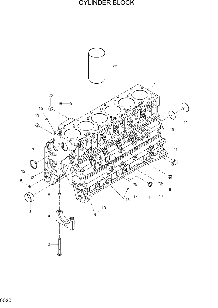 Схема запчастей Hyundai HL760-7 - PAGE 9020 CYLINDER BLOCK ДВИГАТЕЛЬ БАЗА