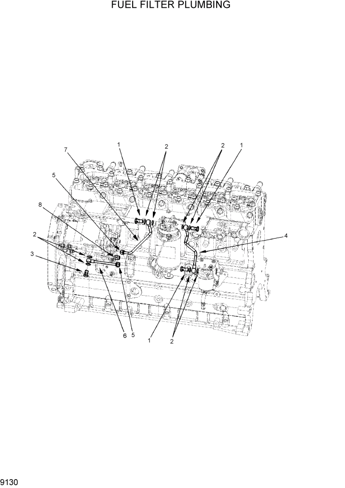 Схема запчастей Hyundai HL760-7 - PAGE 9130 FUEL FILTER PLUMBING ДВИГАТЕЛЬ БАЗА