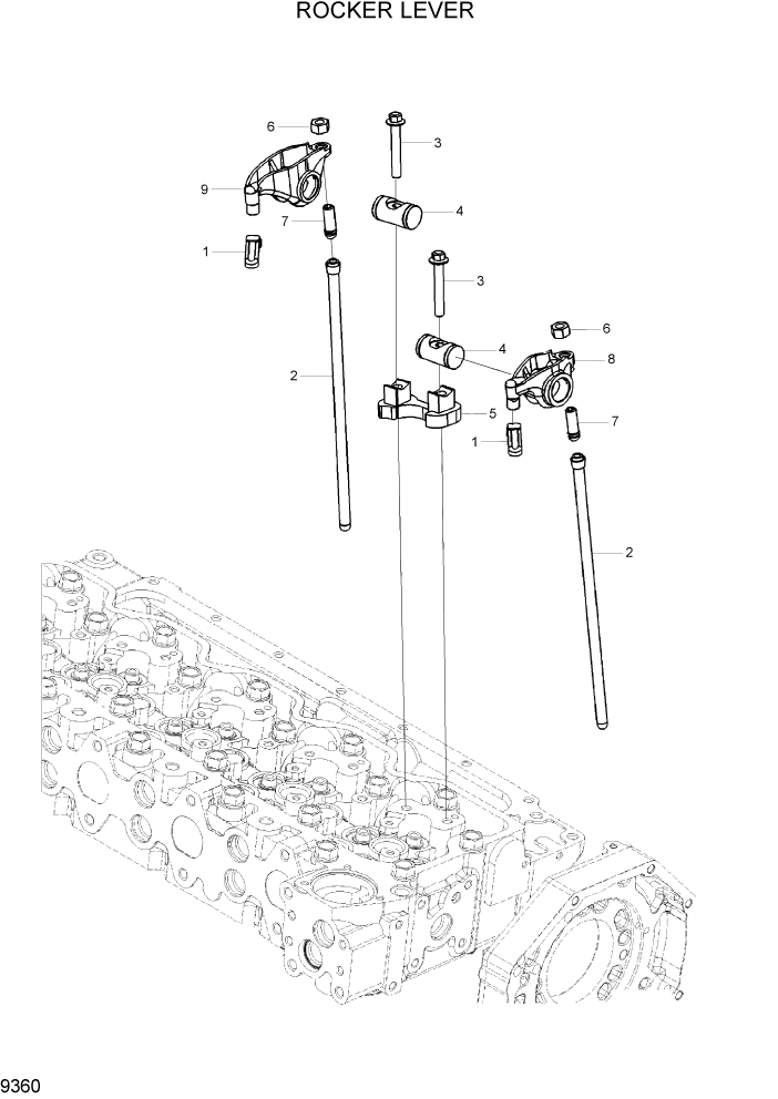 Схема запчастей Hyundai HL760-7 - PAGE 9360 ROCKER LEVER ДВИГАТЕЛЬ БАЗА