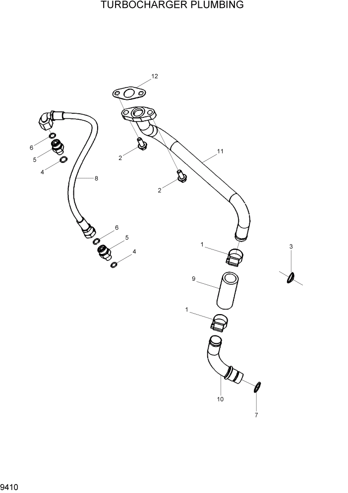 Схема запчастей Hyundai HL760-7 - PAGE 9410 TURBOCHARGER PLUMBING ДВИГАТЕЛЬ БАЗА