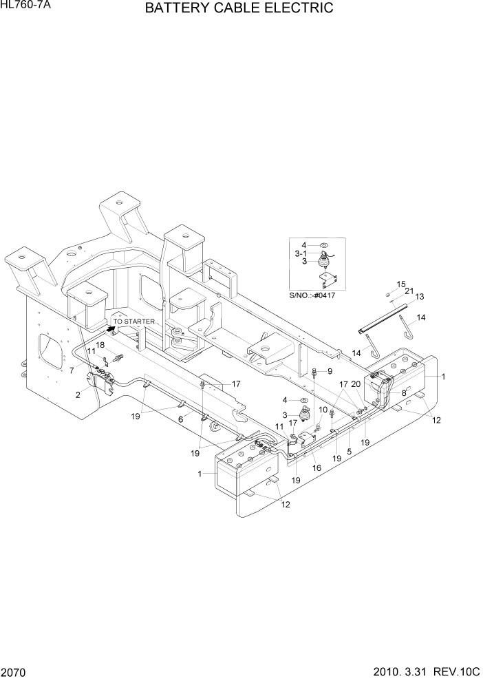 Схема запчастей Hyundai HL760-7A - PAGE 2070 BATTERY CABLE ELECTRIC ЭЛЕКТРИЧЕСКАЯ СИСТЕМА