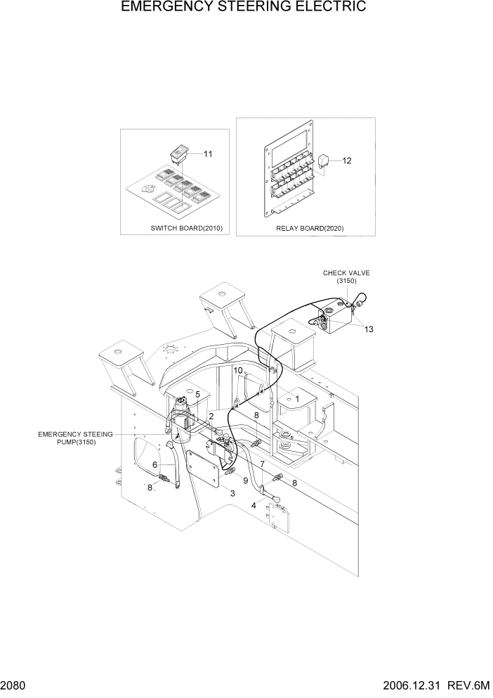 Схема запчастей Hyundai HL760-7A - PAGE 2080 EMERGENCY STEERING ELECTRIC ЭЛЕКТРИЧЕСКАЯ СИСТЕМА