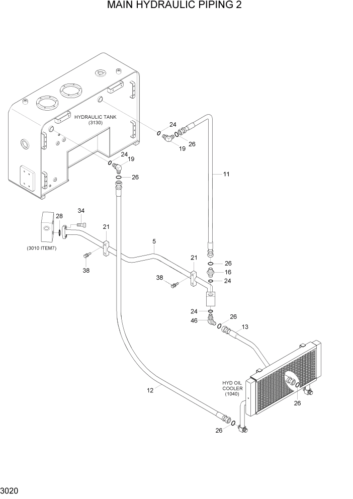 Схема запчастей Hyundai HL760-7A - PAGE 3020 MAIN HYDRAULIC PIPING 2 ГИДРАВЛИЧЕСКАЯ СИСТЕМА