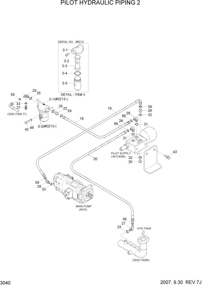 Схема запчастей Hyundai HL760-7A - PAGE 3040 PILOT HYDRAULIC PIPING 2 ГИДРАВЛИЧЕСКАЯ СИСТЕМА