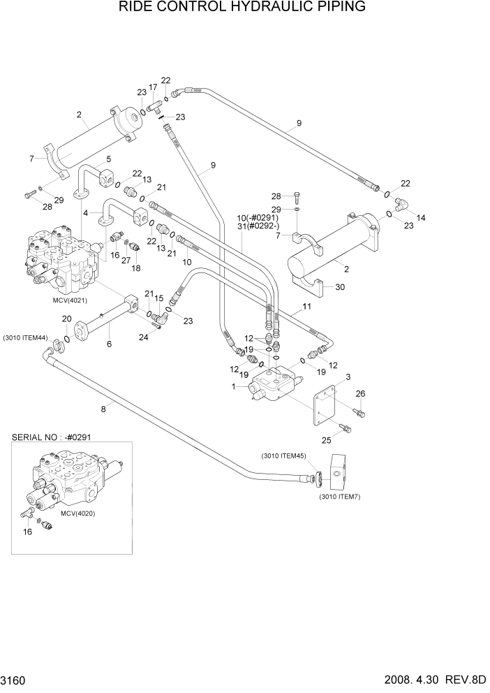 Схема запчастей Hyundai HL760-7A - PAGE 3160 RIDE CONTROL HYDRAULIC PIPING ГИДРАВЛИЧЕСКАЯ СИСТЕМА