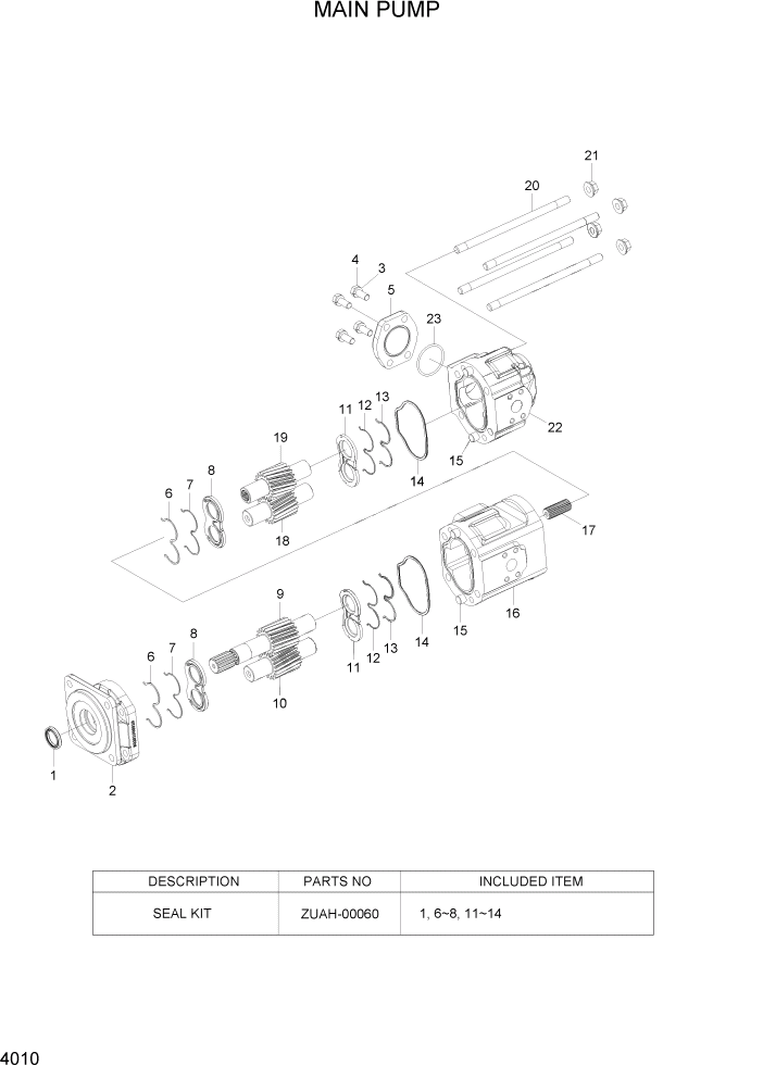 Схема запчастей Hyundai HL760-7A - PAGE 4010 MAIN PUMP ГИДРАВЛИЧЕСКИЕ КОМПОНЕНТЫ