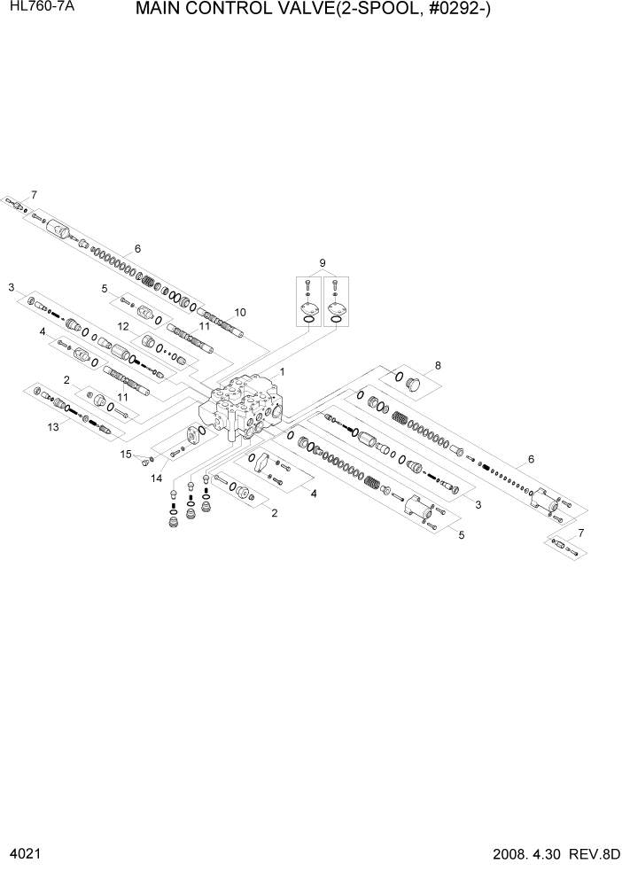 Схема запчастей Hyundai HL760-7A - PAGE 4021 MAIN CONTROL VALVE(2-SPOOL, #0285-) ГИДРАВЛИЧЕСКИЕ КОМПОНЕНТЫ