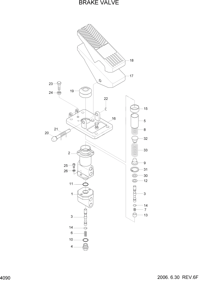 Схема запчастей Hyundai HL760-7A - PAGE 4090 BRAKE VALVE ГИДРАВЛИЧЕСКИЕ КОМПОНЕНТЫ