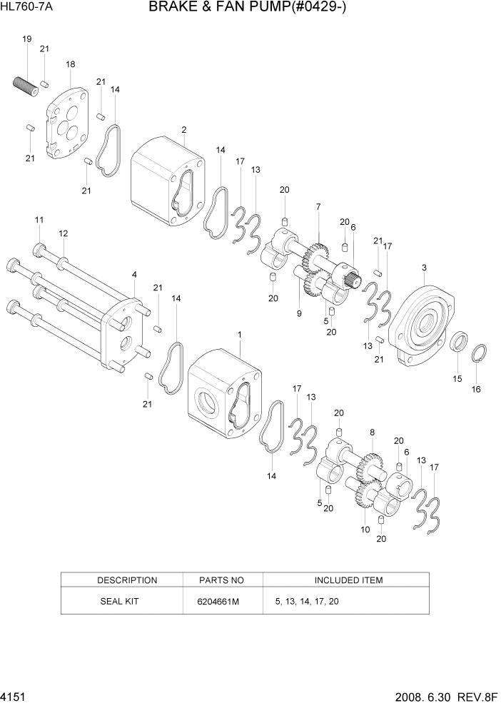 Схема запчастей Hyundai HL760-7A - PAGE 4151 FAN & BRAKE PUMP(#0488-#1115) ГИДРАВЛИЧЕСКИЕ КОМПОНЕНТЫ