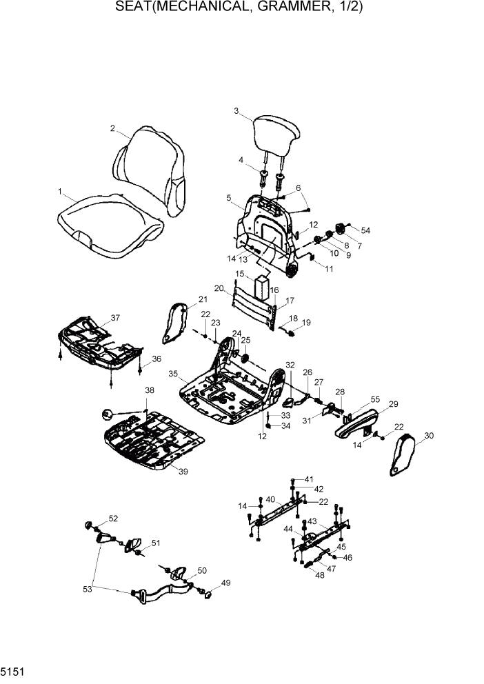 Схема запчастей Hyundai HL760-7A - PAGE 5151 SEAT(MECHANICAL, GRAMMER, 1/2) СТРУКТУРА