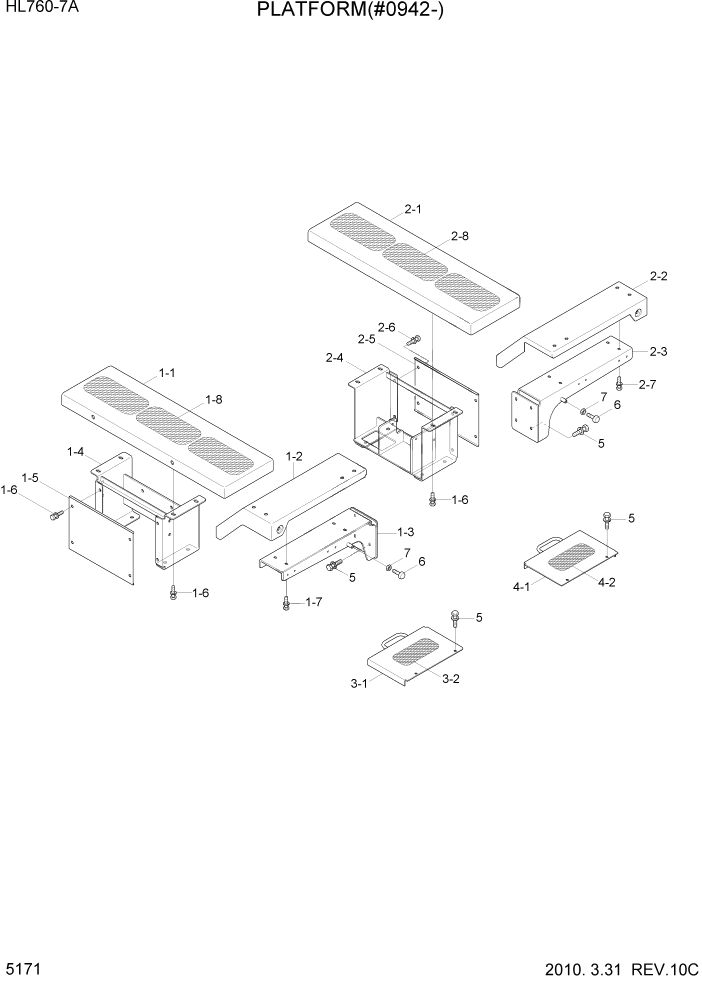 Схема запчастей Hyundai HL760-7A - PAGE 5171 PLATFORM(#0942-) СТРУКТУРА