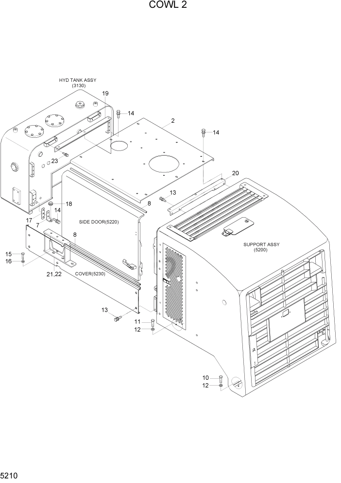 Схема запчастей Hyundai HL760-7A - PAGE 5210 COWL 2 СТРУКТУРА