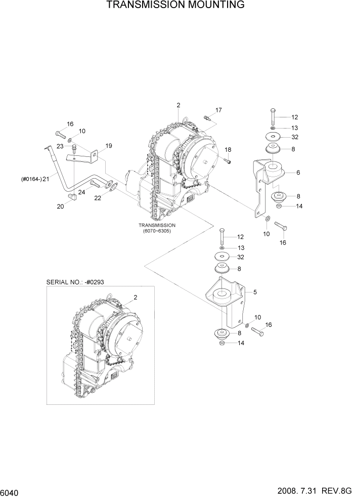 Схема запчастей Hyundai HL760-7A - PAGE 6040 TRANSMISSION MOUNTING СИЛОВАЯ СИСТЕМА