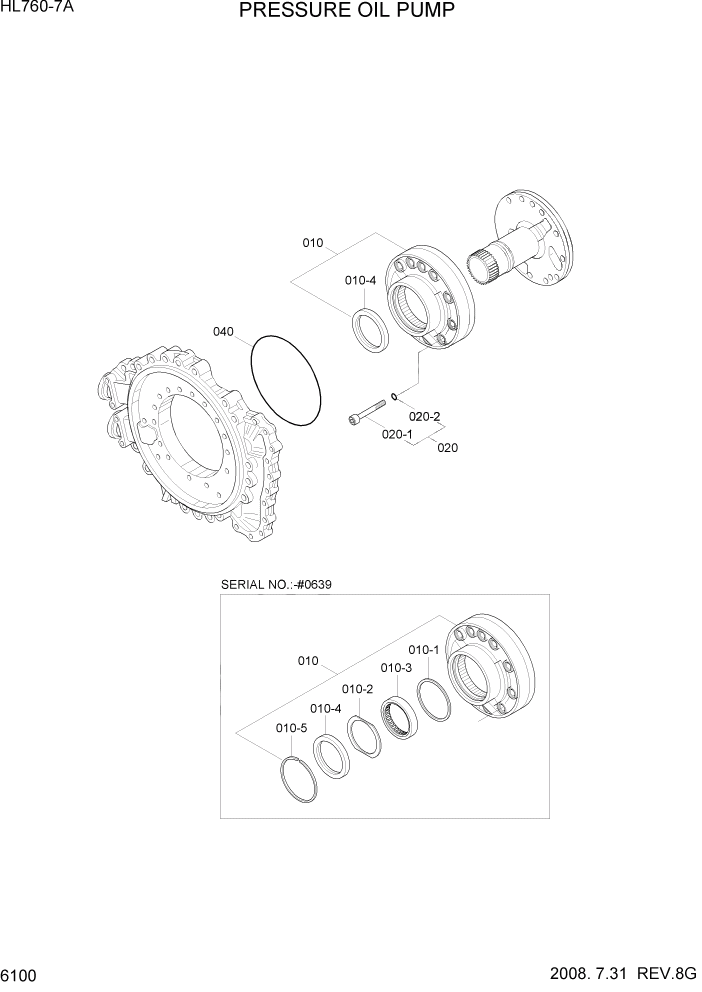 Схема запчастей Hyundai HL760-7A - PAGE 6100 PRESSURE OIL PUMP СИЛОВАЯ СИСТЕМА