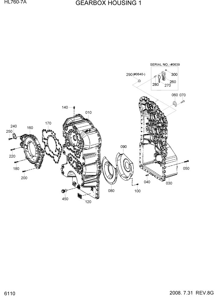 Схема запчастей Hyundai HL760-7A - PAGE 6110 GEARBOX HOUSING 1 СИЛОВАЯ СИСТЕМА