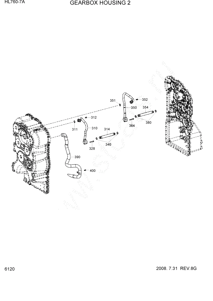 Схема запчастей Hyundai HL760-7A - PAGE 6120 GEARBOX HOUSING 2 СИЛОВАЯ СИСТЕМА