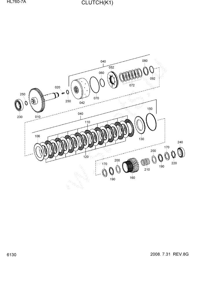 Схема запчастей Hyundai HL760-7A - PAGE 6130 CLUTCH(K1) СИЛОВАЯ СИСТЕМА