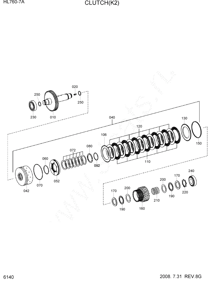 Схема запчастей Hyundai HL760-7A - PAGE 6140 CLUTCH(K2) СИЛОВАЯ СИСТЕМА