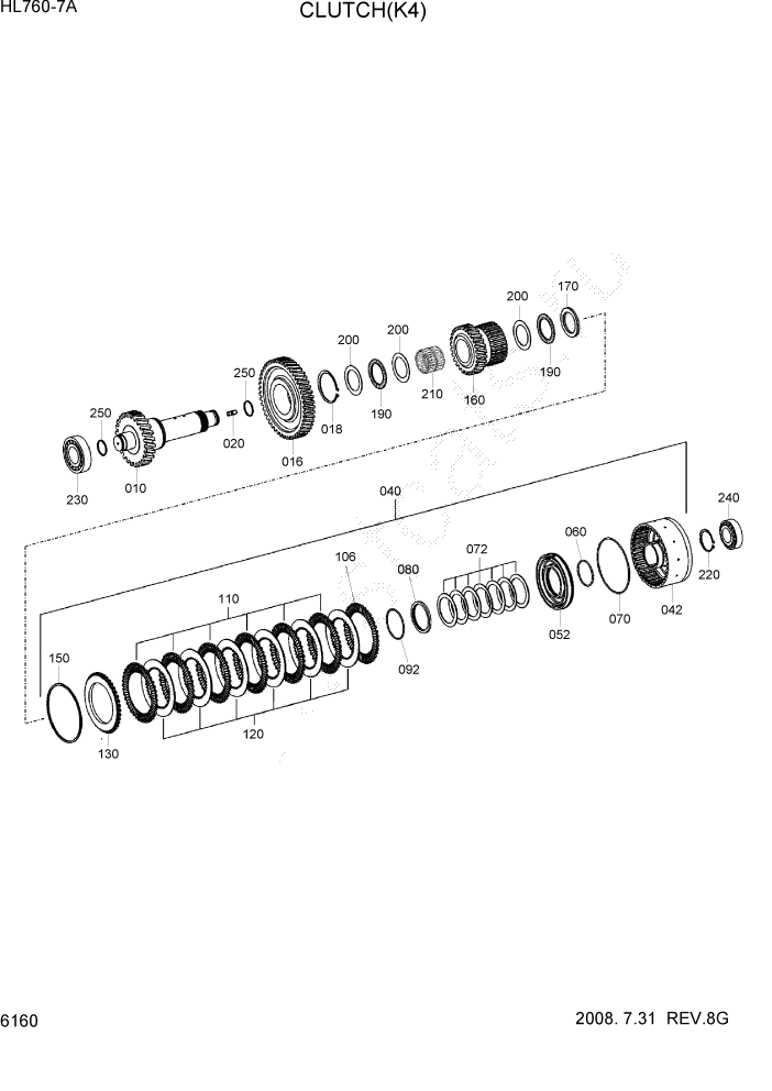 Схема запчастей Hyundai HL760-7A - PAGE 6160 CLUTCH(K4) СИЛОВАЯ СИСТЕМА