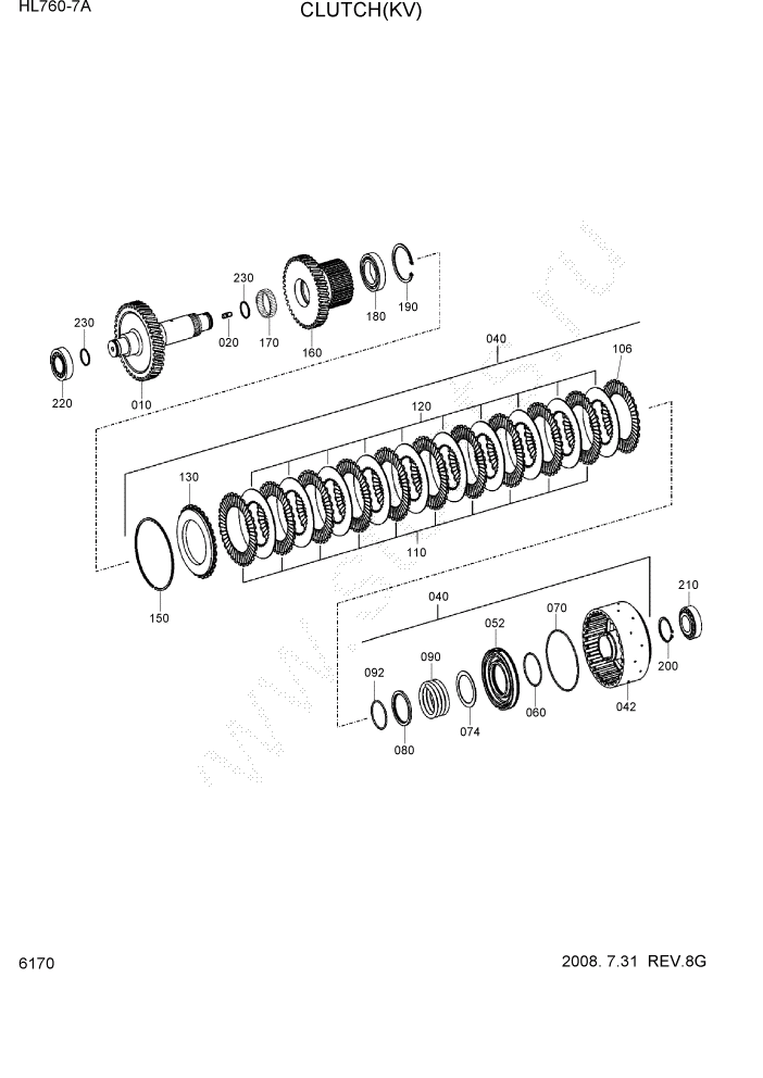 Схема запчастей Hyundai HL760-7A - PAGE 6170 CLUTCH(KV) СИЛОВАЯ СИСТЕМА