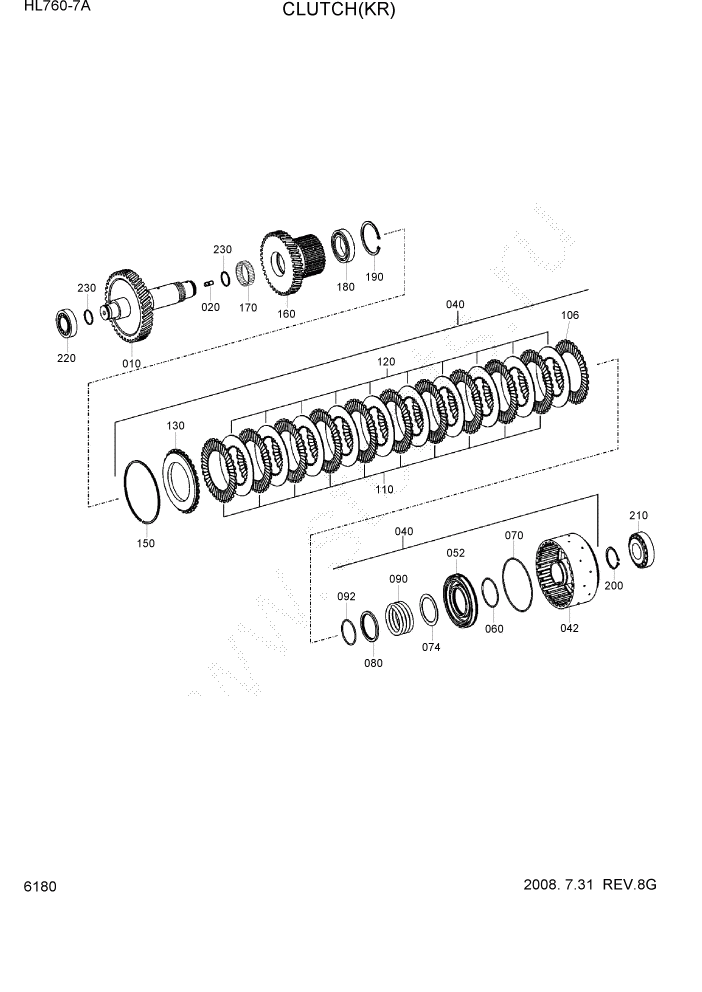 Схема запчастей Hyundai HL760-7A - PAGE 6180 CLUTCH(KR) СИЛОВАЯ СИСТЕМА