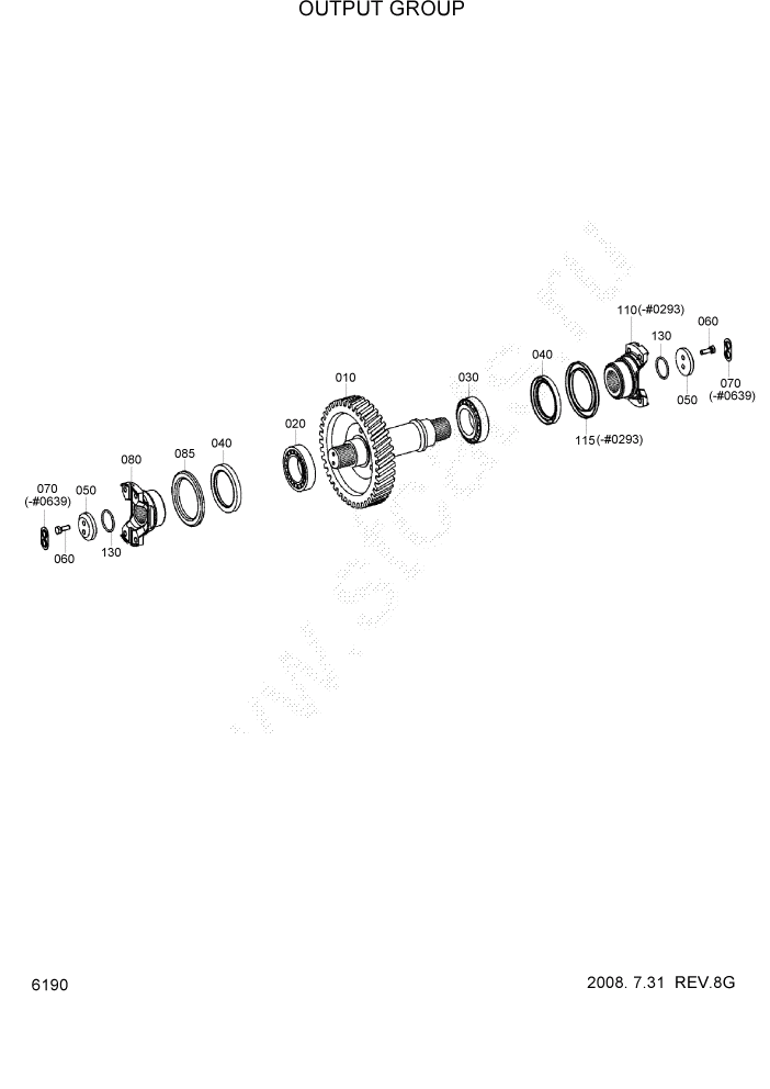 Схема запчастей Hyundai HL760-7A - PAGE 6190 OUTPUT GROUP СИЛОВАЯ СИСТЕМА