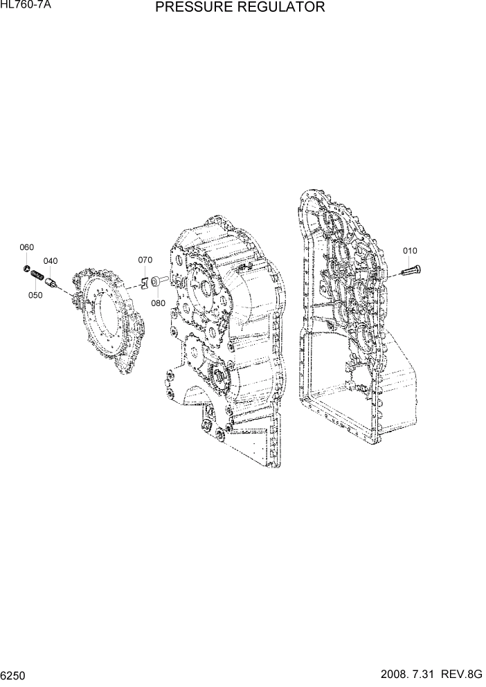 Схема запчастей Hyundai HL760-7A - PAGE 6250 PRESSURE REGULATOR СИЛОВАЯ СИСТЕМА