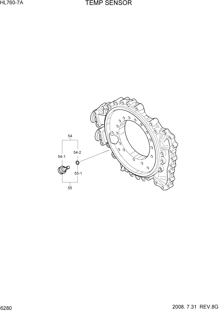 Схема запчастей Hyundai HL760-7A - PAGE 6280 TEMP SENSOR СИЛОВАЯ СИСТЕМА