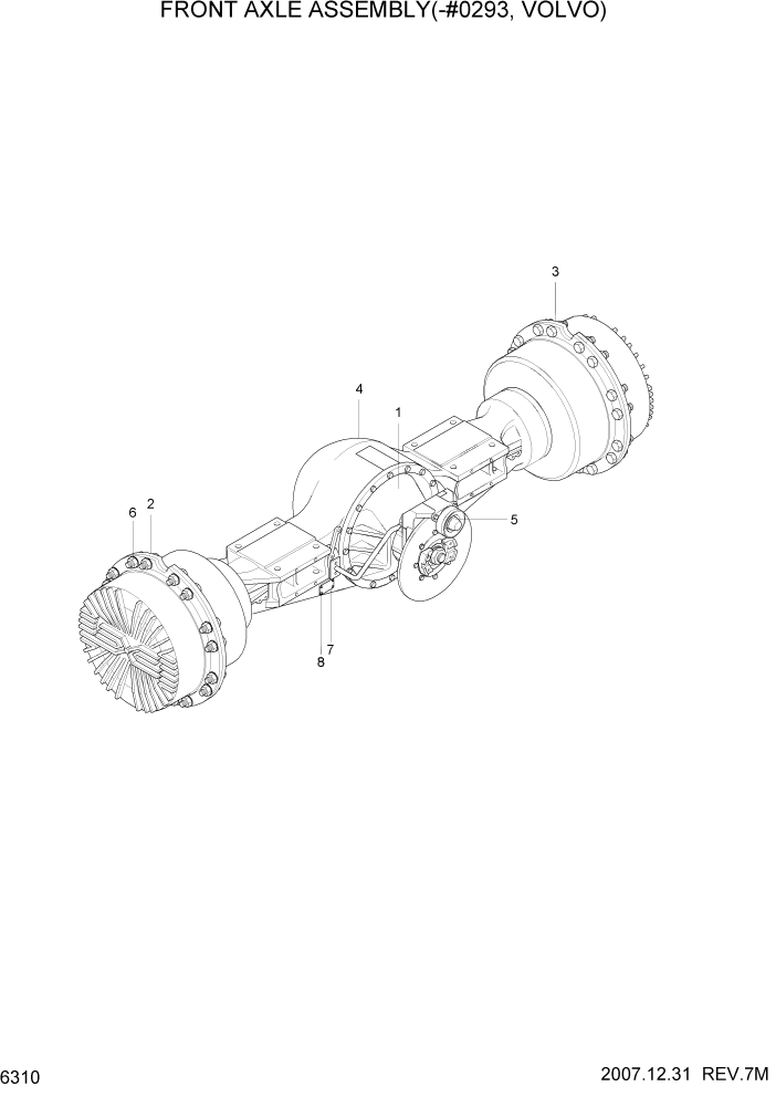 Схема запчастей Hyundai HL760-7A - PAGE 6310 FRONT AXLE ASSEMBLY(-#0293, VOLVO) СИЛОВАЯ СИСТЕМА